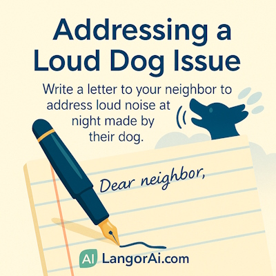 IELTS General Writing Task 1 – Your neighbor’s dog has been making loud noise at night. Write a letter to your neighbor to address the issue.
 | LangorAi.com