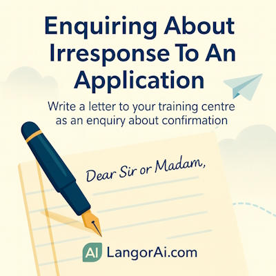 IELTS General Writing Task 1 – You applied for a training course but have not received confirmation. Write a letter to the training center asking for an update.
 | LangorAi.com