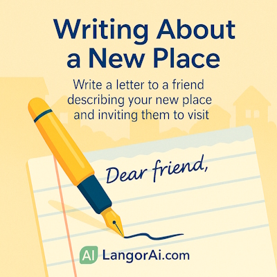 IELTS General Writing Task 1 – Informal You moved to a new city. Write a letter to a friend describing your new place and inviting them to visit. | LangorAi.com