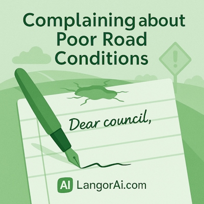 IELTS General Writing Task 1 – You need to complain to your local council about poor road conditions in your area. | LangorAi.com